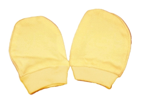 Rukavice kojenecké bavlna - JEDNOBAREVNÉ světle žluté