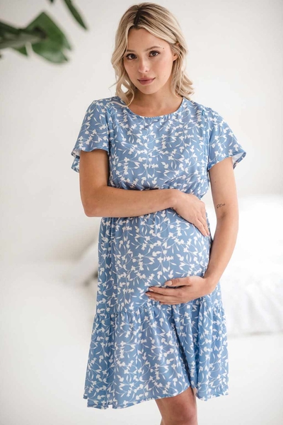 Těhotenské a kojící šaty Lovely Dress milk & love modrá Veli