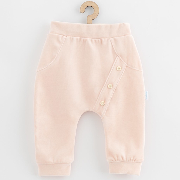 Kojenecké semiškové tepláčky New Baby Suede clothes světle růžov