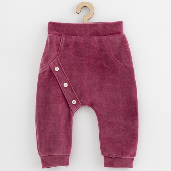 Kojenecké semiškové tepláčky New Baby Suede clothes růžovo fialo