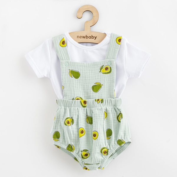 Mušelínový kojenecký set Kraťasy a Tričko New Baby Avocado Velik