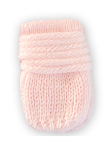 Rukavice kojenecké dvojité bez palečku - PLETENINA světle růžové