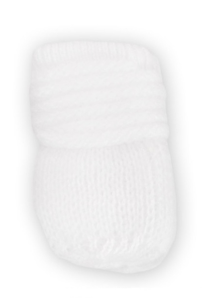 Rukavice kojenecké dvojité bez palečku - PLETENINA bílé - vel.0-