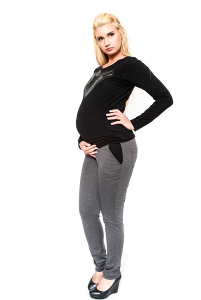 Těhotenské kalhoty Be MaaMaa - NINA šedá Velikosti těh. moda XS