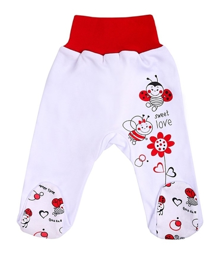 Polodupačky kojenecké bavlna - BERUŠKA bílé s červenou