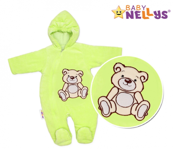 BABY NELLYS Zimní kombinézka/overálek Teddy Bear- zelená Velikos