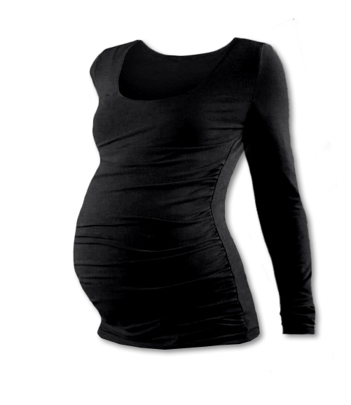 Těhotenské tričko dlouhý rukáv - JOHANKA - černé