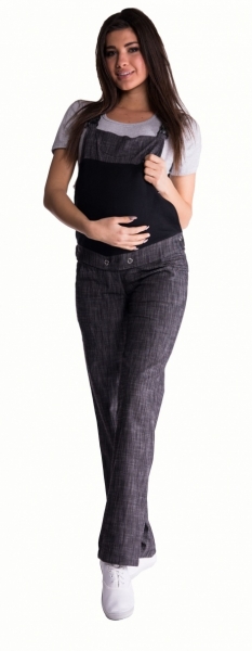 Be MaaMaa Těhotenské kalhoty s láclem - černý melírek, vel. XL V