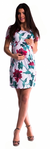Be MaaMaa Těhotenské šaty s vázáním s květinovým potiskem - červ