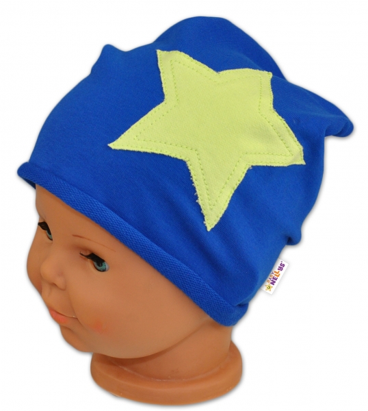 Bavlněná čepička Stars Baby Nellys ® - tm. modrá Velikost koj. o