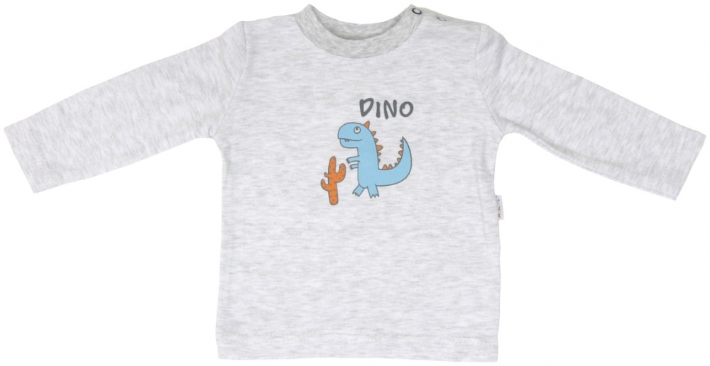 Dětské tričko s dlouhým rukávem bavlna - DINO šedé - vel.86