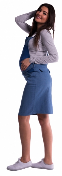 Be MaaMaa Těhotenské šaty/sukně s láclem - modré Velikosti těh.