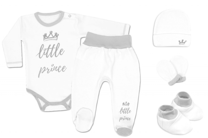 5-ti dílná soupravička do porodnice Little Prince - bílá Velikos