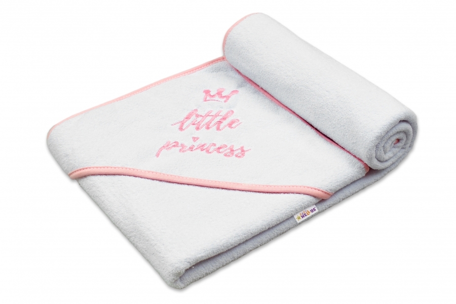 Osuška dětská froté - LITTLE PRINCESS bílá s růžovou - 100x100cm