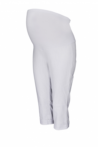 Be MaaMaa Těhotenské 3/4 kalhoty s elastickým pásem - bílé, vel.