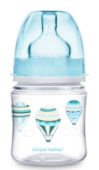 Lahev kojenecká plastová Canpol – LÉTAJÍCÍ BALÓN s modrou - 125ml