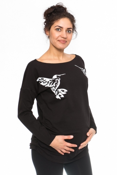 Be MaaMaa Těhotenské triko, mikina Kolibri - černé, vel. XL Veli