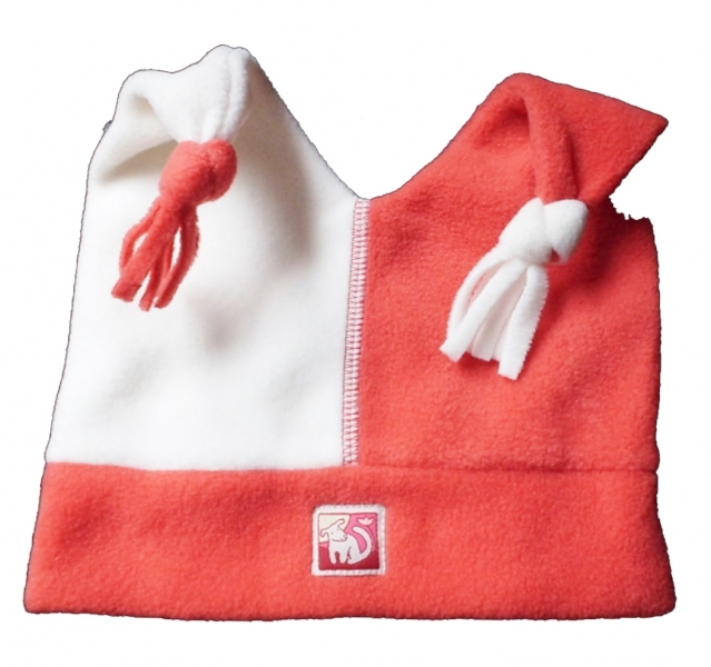 Čepice dětská zimní fleece - ROHATKA červeno-bílá 