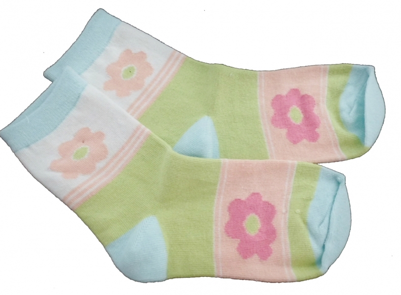 Ponožky dětské bavlna - KVĚT barevné s tyrkysovou 