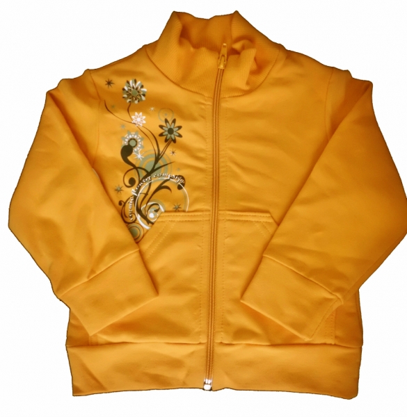 Mikina dětská bavlna - FLOWERS oranžová