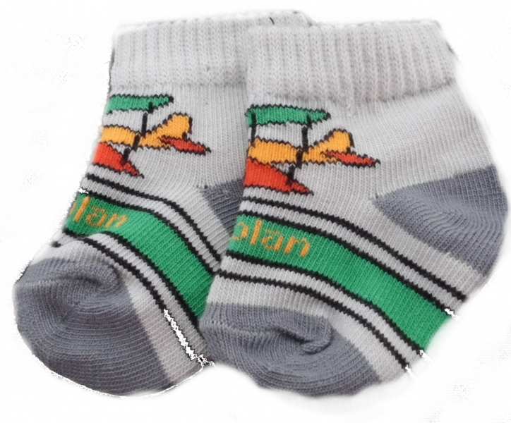 Ponožky kojenecké bavlna - AEROPLAN šedé - vel.0-3měs.