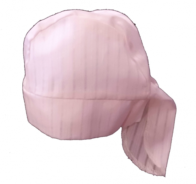 Čepice kojenecká plátno - PIRÁT růžová proužky 