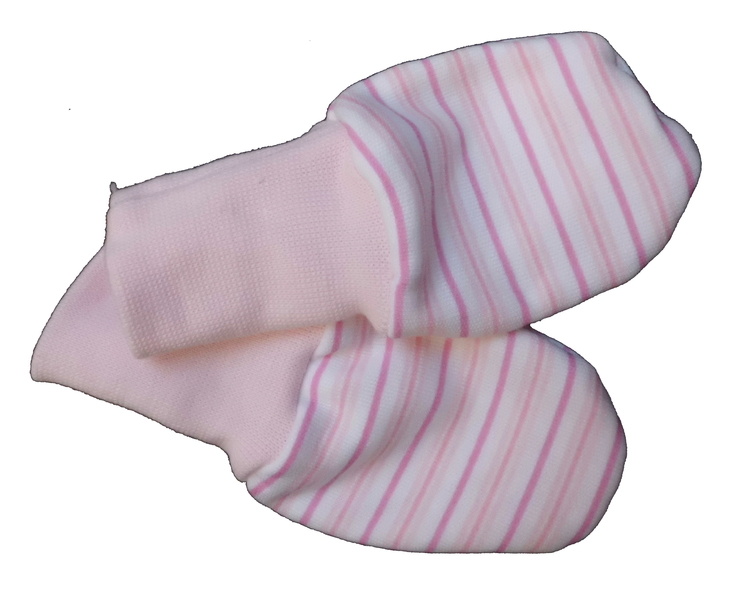 Rukavice kojenecké bavlna - PROUŽKY růžové