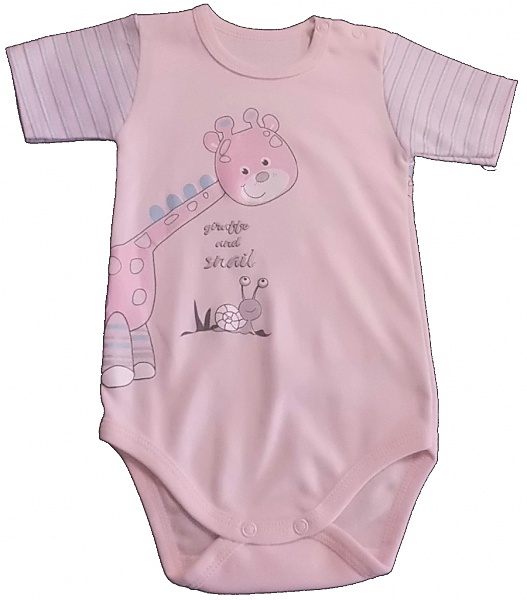Body kojenecké krátký rukáv - GIRAFFE růžové - vel.86
