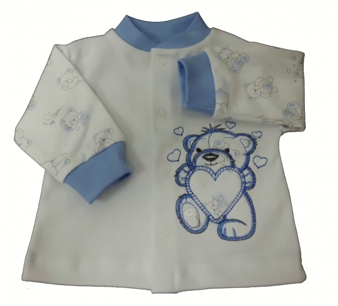 Kabátek kojenecký bavlna - MEDVÍDEK A MÉĎOVÉ bílo-modrý 