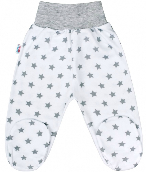 Polodupačky kojenecké bavlna - CLASSIC hvězdičky šedé na bílém 