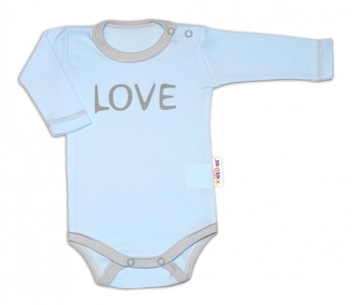 Body kojenecké dlouhý rukáv - LOVE modré 