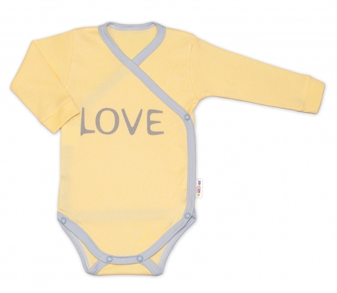 Body kojenecké dlouhý rukáv celorozpínací - LOVE žluté 