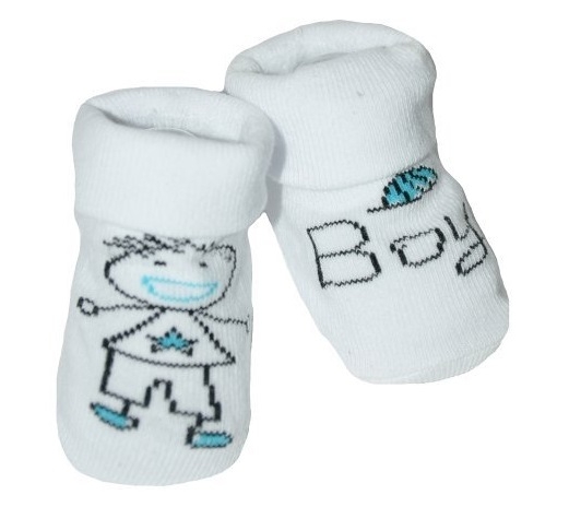 Ponožky kojenecké bavlna - BOY bílé s modrou 