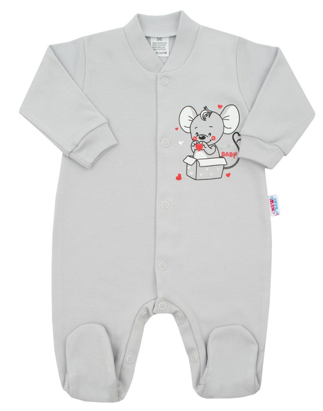 Overal kojenecký bavlna - BABY MOUSE šedý 