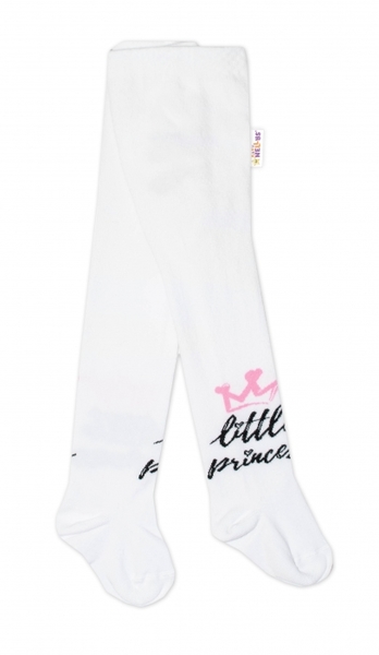 Punčocháče dětské bavlna - LITTLE PRINCESS bílé s růžovou 