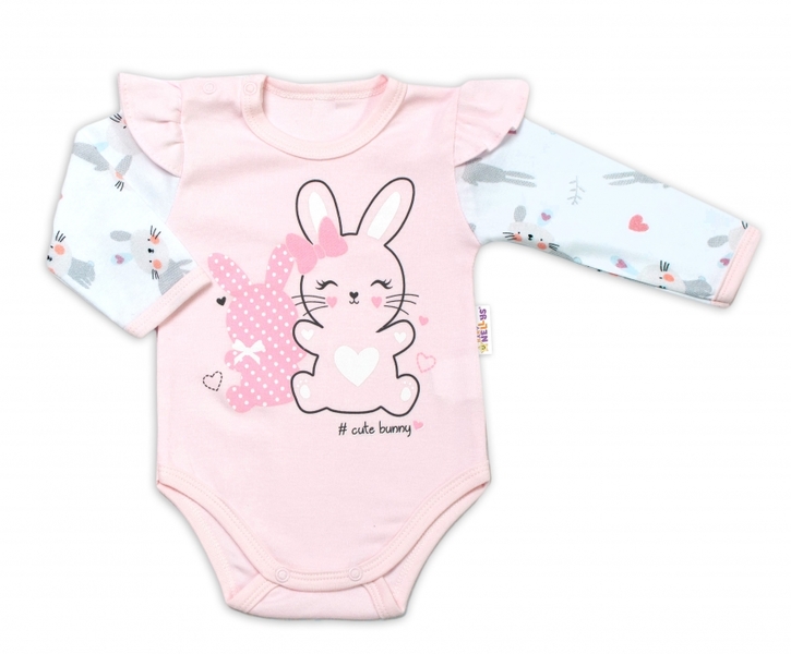 Body kojenecké dlouhý rukáv - CUTE BUNNY růžové - vel.80