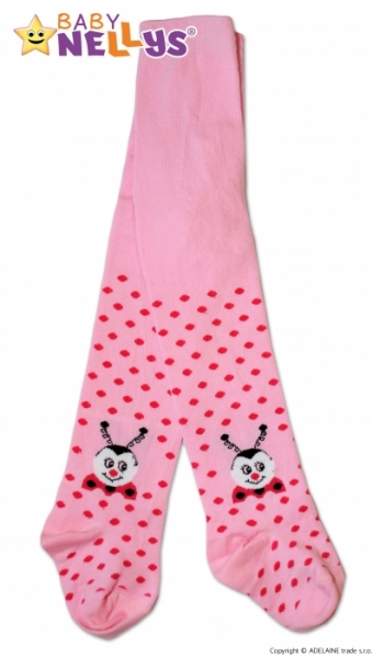 Punčocháče dětské bavlna - BERUŠKA puntíky růžové - vel.68-74