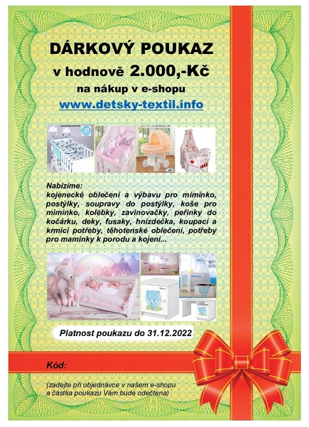 Dárkový poukaz na nákup v hodnotě 2000,-Kč v krabičce - platnost