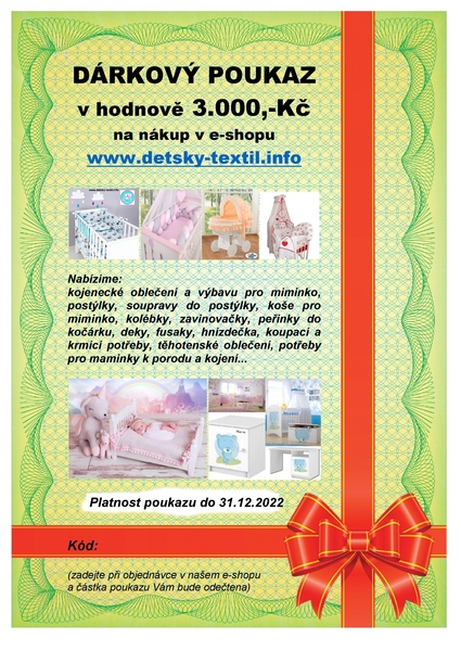 Dárkový poukaz na nákup v hodnotě 3000,-Kč v krabičce - platnost