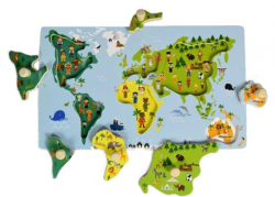 Edukační vkládačka s úchyty - Mapa Světa, Adam Toys