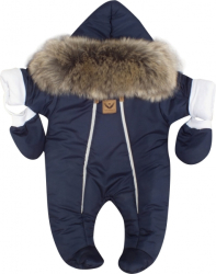 Z&Z Zimní kombinéza s dvojitým zipem, kapucí a kožešinou + rukavičky, Angel - granát, 86