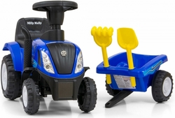 Jezdítko, odrážedlo traktor New Holland s vlečkou, Milly Mally, modré